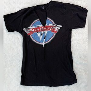 VAN HALEN Graphic Band Tee Raw V Neck